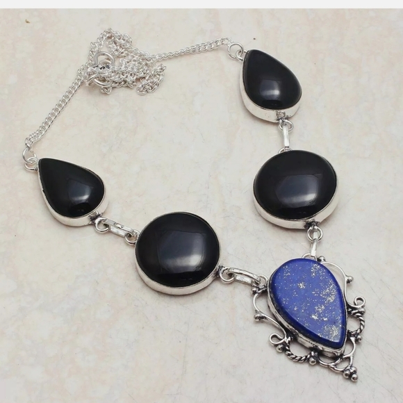 Lapis Lazuli ,Black Onyx necklace - Picture 1 of 4